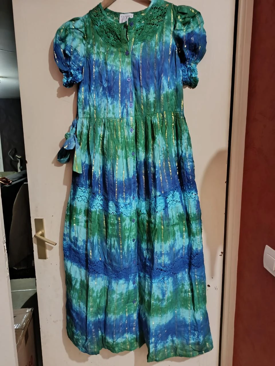 vestido longo NJ Couture - Inspiração sari indiano Bollywood - P/M – photo 2